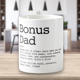 Taza De Café Bonus Dad Stepdad Definición Negro Y Blanco