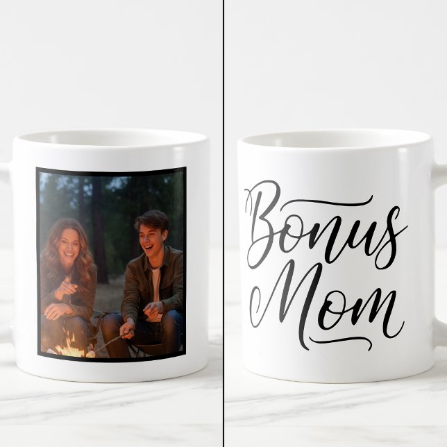 Taza De Café Bonus Mom Elegant Cursive 1 Custom Photo (Subido por el creador)