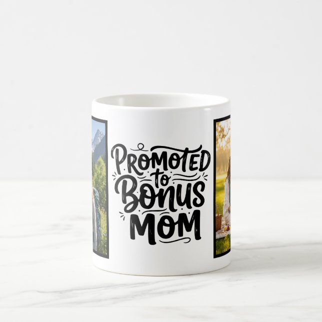Taza De Café Bonus Mom Promoted Brush Script Two Photo (Centro)