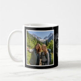 Taza De Café Bonus Mom Promoted Elegant Cursive Two Photo Black
