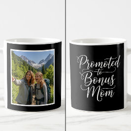 Taza De Café Bonus Mom Promoted Elegant Custom 1 Photo Black 