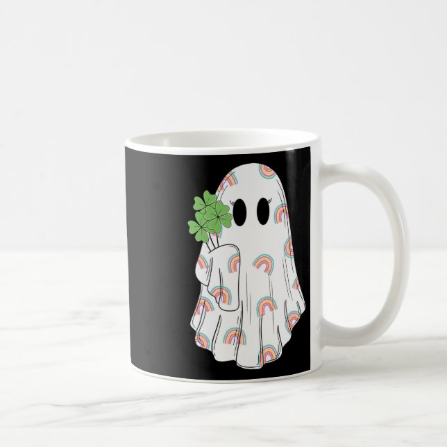 Taza De Café Boo arcoiris fantasma Shamrock St Patrick's Day Sp (Derecha)