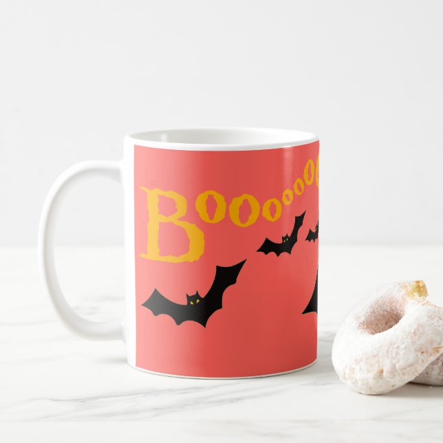Taza De Café Boo Bats Naranja Mug (Con donut)