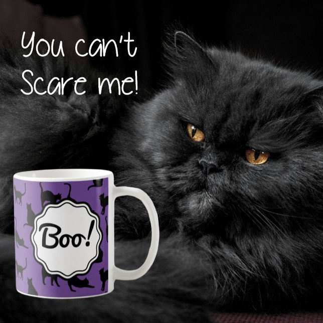 Taza De Café ¡Boo! Black Bat de Halloween púrpura personalizado (This year's Halloween Color 
Is Shades of Purple Haze!)