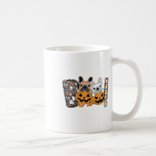 Taza De Café Boo Bulldog francés Calabaza de caramelo de perro  (Derecha)