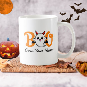Taza De Café Boo Crew Naranja Halloween Familia Personalizada