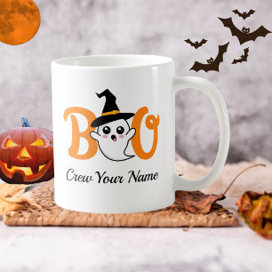 Taza De Café Boo Crew Naranja Halloween Familia Personalizada