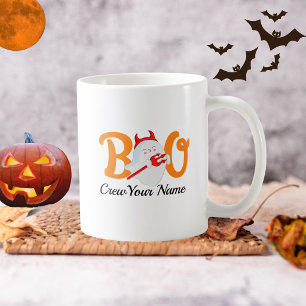Taza De Café Boo Crew Naranja Halloween Familia Personalizada