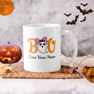 Taza De Café Boo Crew Naranja Halloween Familia Personalizada 