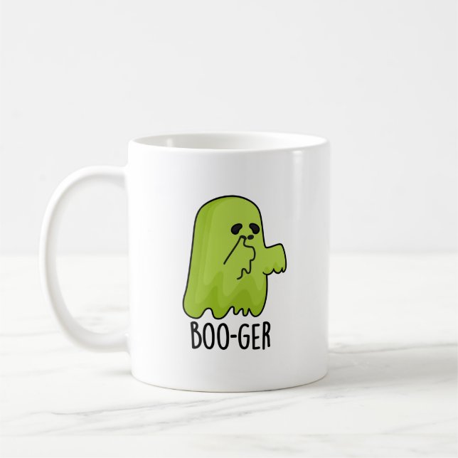 Taza De Café Boo ger Gracioso Booger de Halloween Ghost Pun (Izquierda)