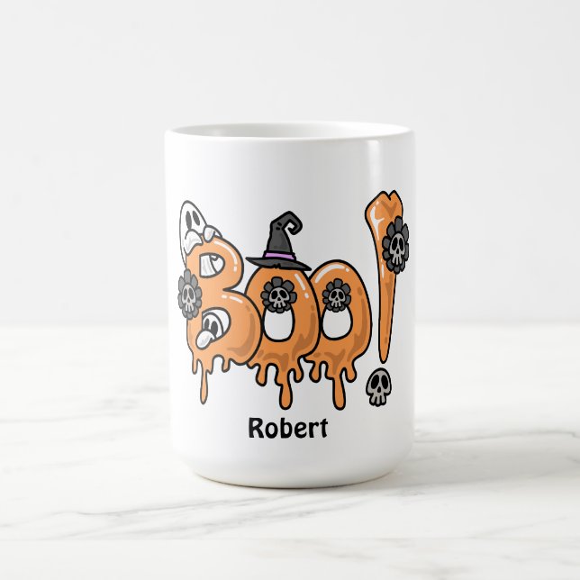Taza De Café Boo Halloween cute ghost Personalized name  (Centro)