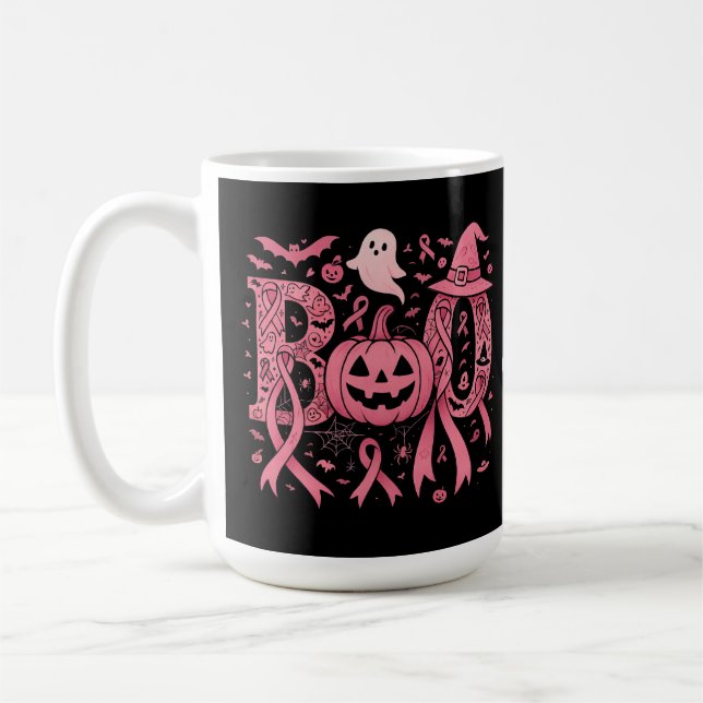 Taza De Café Boo Halloween Sensibilización sobre el cáncer de m (Izquierda)
