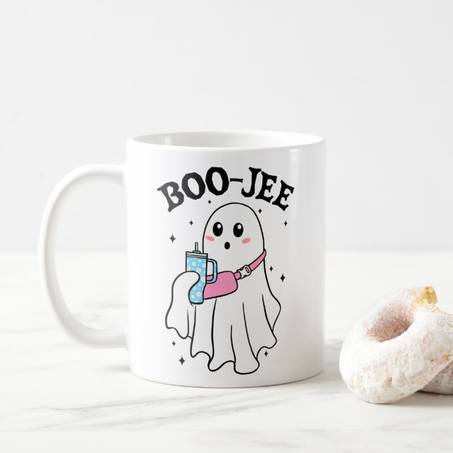 Taza De Café Boo Jee Funny Halloween Ghost Retro (Con donut)