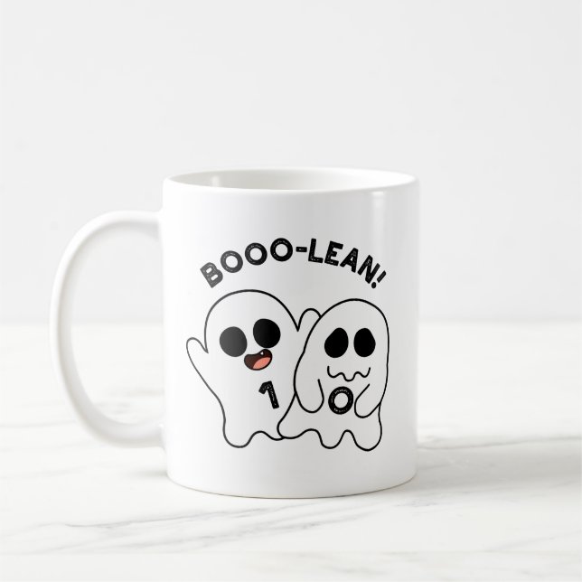 Taza De Café Boo-lean Gracioso PC Ghost Boolean Pun (Izquierda)