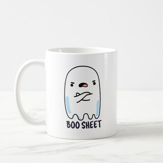 Taza De Café Boo Sheet Funny Halloween Ghost Pun (Izquierda)