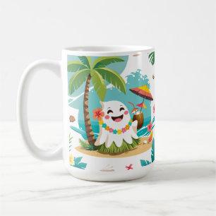 Taza De Café Boo tropical - Aloha Kawaii Ghost Mug