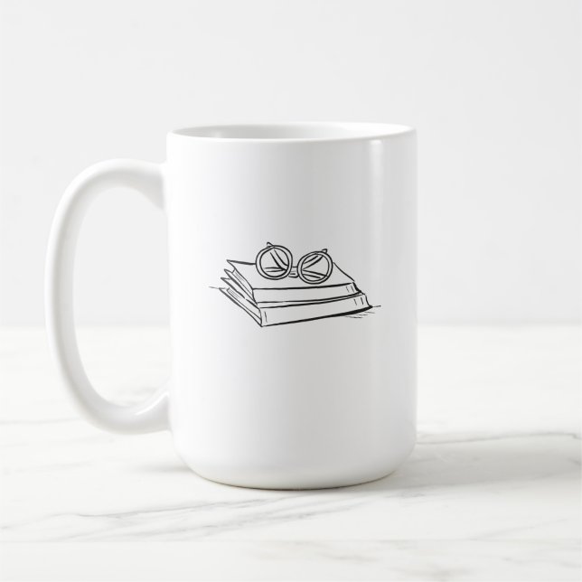 Taza De Café Book Pile- Minimalist Book Lover  (Izquierda)