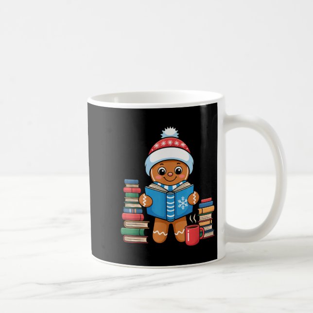 Taza De Café Bookish Gingerbread Reading Books Christmas Pajama (Derecha)