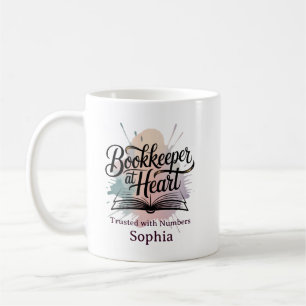 Taza De Café Bookkeeper at Heart Personalized