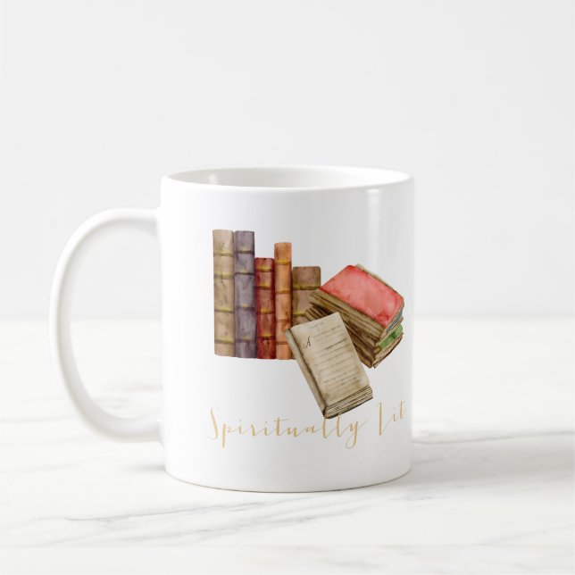 Taza De Café Booklover Chica espiritual Watercolor Café Mug (Izquierda)