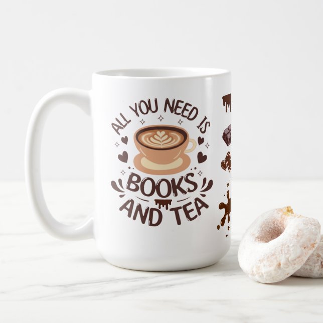 Taza De Café Books and Tea Cozy Reader Graphic (Con donut)