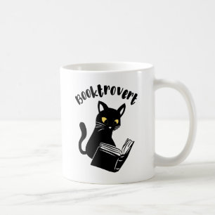 Taza De Café Booktrovert cat con libro