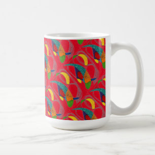 Taza De Café "Boomerangs en gloria roja" Resumen de diseño