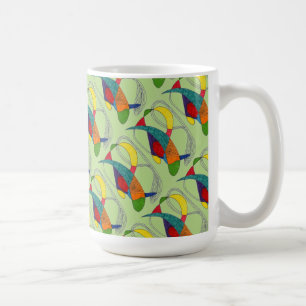 Taza De Café "Boomerangs en una baldosa verde" Resumen de diseñ