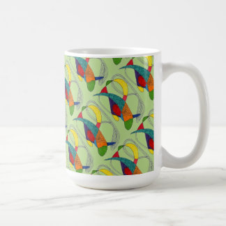 Taza De Café "Boomerangs en una baldosa verde" Resumen de diseñ