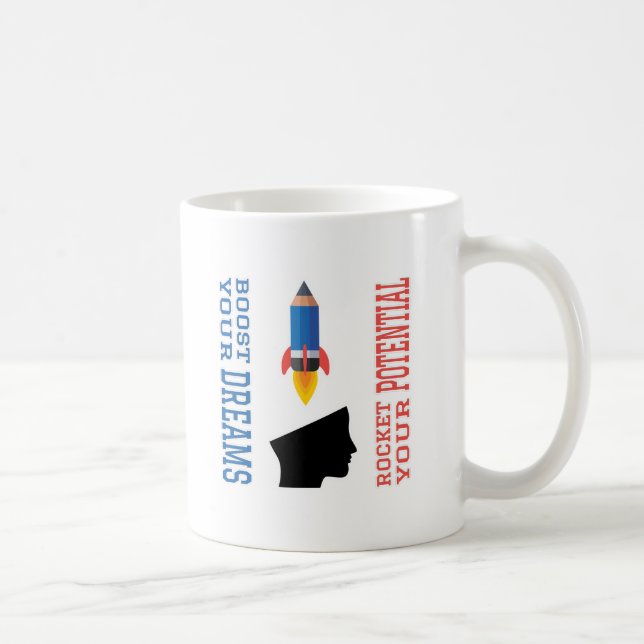 Taza De Café Booster soñador y cohete potencial (Derecha)