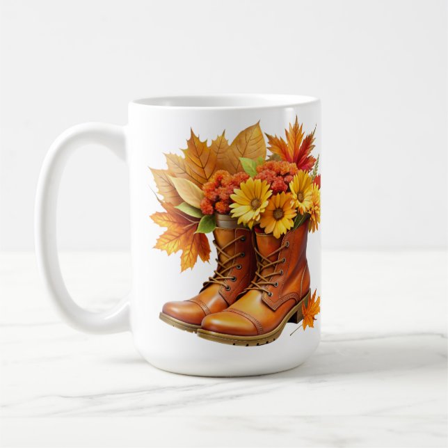 TAZA DE CAFÉ BOOTES MARRÓN CON FLORES DE OTOÑO DE BONITO (Izquierda)