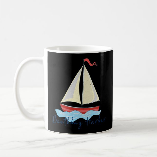 Taza De Café Boothbay Harbour Sailing Bote Nautical Regatta (Izquierda)