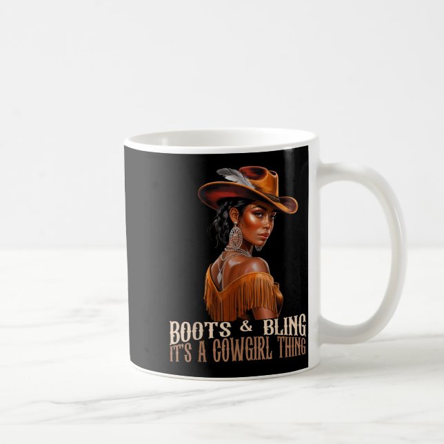 Taza De Café Boots &amp; Bling It's Cowgirl African Women Black (Derecha)