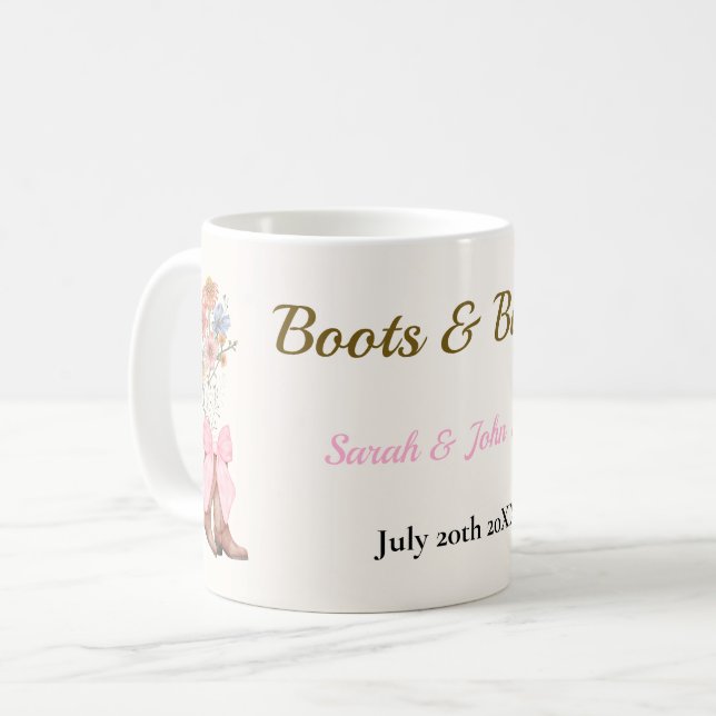 Taza De Café Boots & Bubbly Bridal Shower (Anverso izquierdo)
