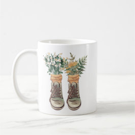 Taza De Café Boots de senderismo y flores silvestres