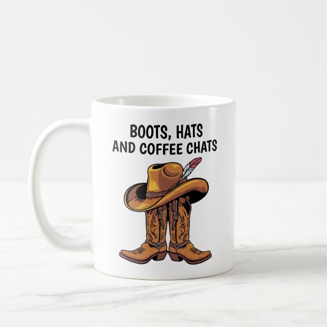 Taza De Café Boots de vaquero y Gorra (Izquierda)