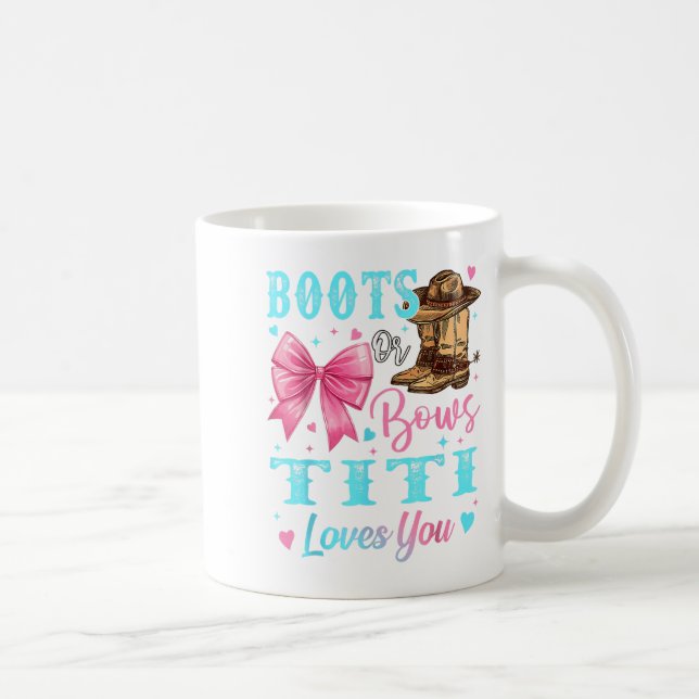 Taza De Café Boots O Bows Titi Te Ama Género Revelar Familia (Derecha)
