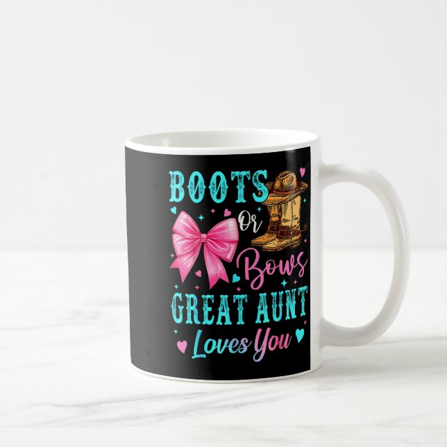 Taza De Café Boots Or Bows Great Aunt Loves You Gender Reveal F (Derecha)