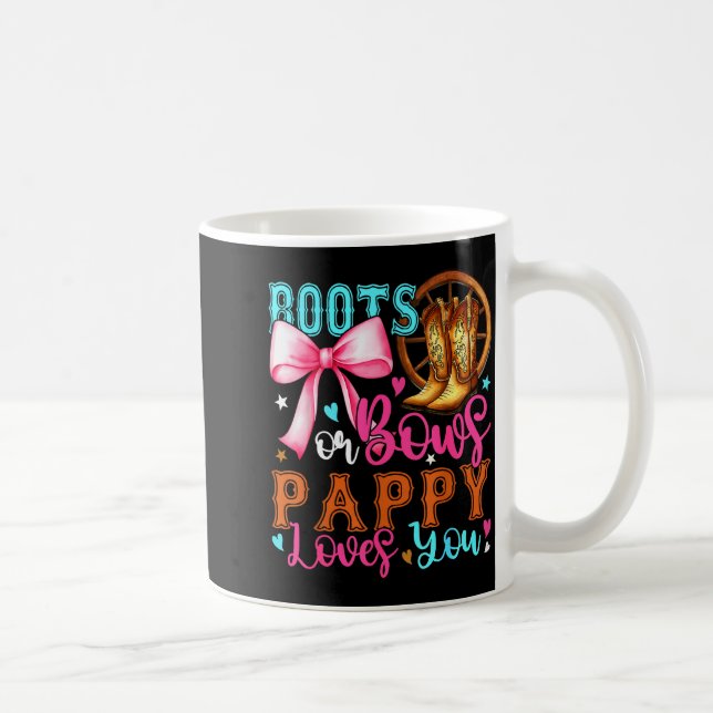 Taza De Café Boots Or Bows Pappy Loves You Gender Reveal Party  (Derecha)