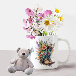 Taza De Café Boots y flores de una niña de color