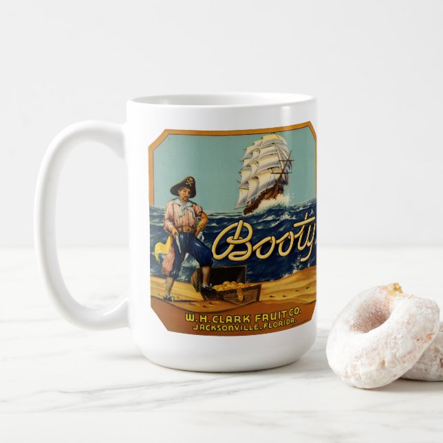 Taza De Café Booty | Etiqueta de cítricos de época (Con donut)