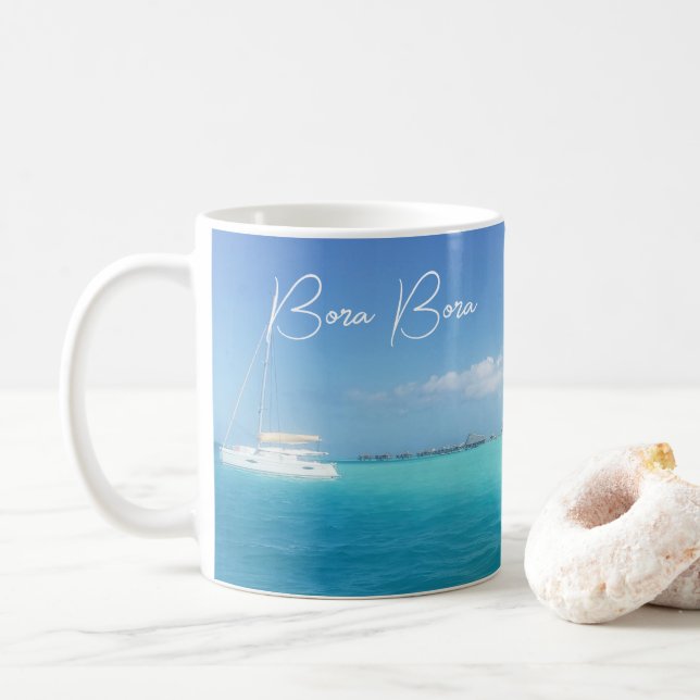 Taza De Café Bora Bora Isla Tropical Paradisíaca Café Yate M (Con donut)