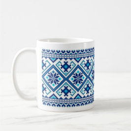 Taza De Café Bordado azul ucraniano (vyshyvanka)