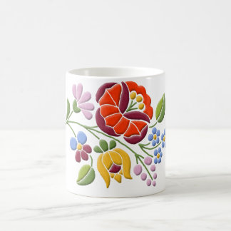 Taza De Café Bordado de Kalocsa - arte popular húngaro