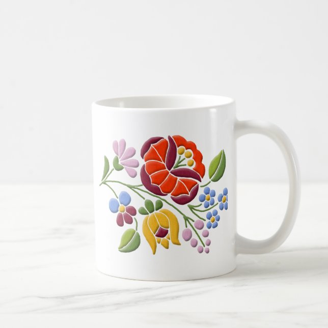 Taza De Café Bordado de Kalocsa - arte popular húngaro (Derecha)