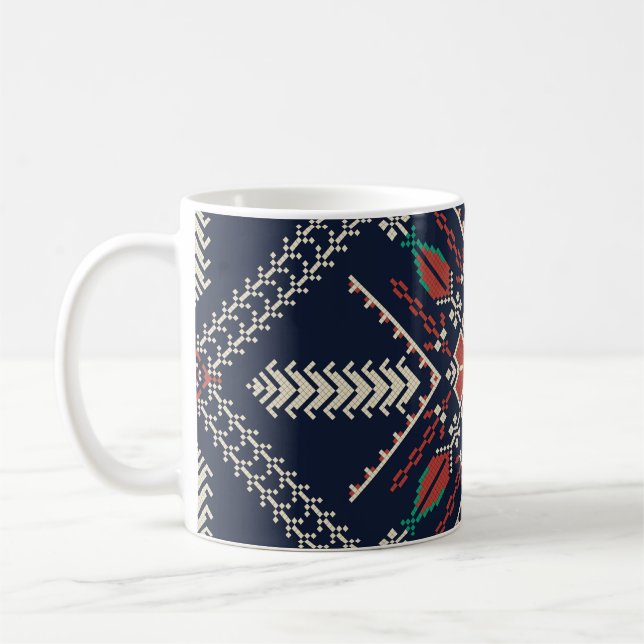 Taza De Café Bordado palestino: Diseño de patrones tradicionale (Izquierda)