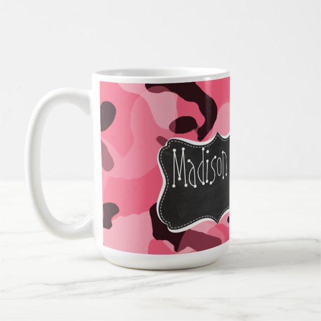 Taza De Café Borde Camo rosado; Camuflaje; Pizarra retra (Izquierda)
