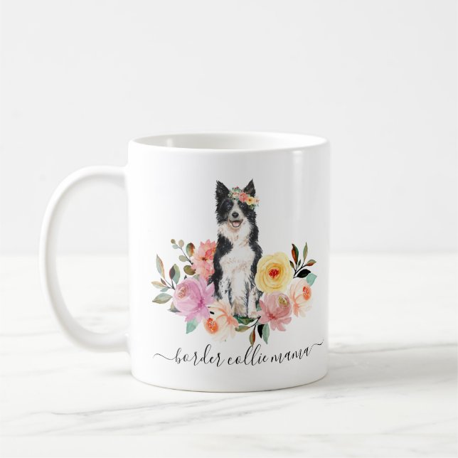 Taza De Café Borde Collie Mom Floral Coffee Mug (Izquierda)