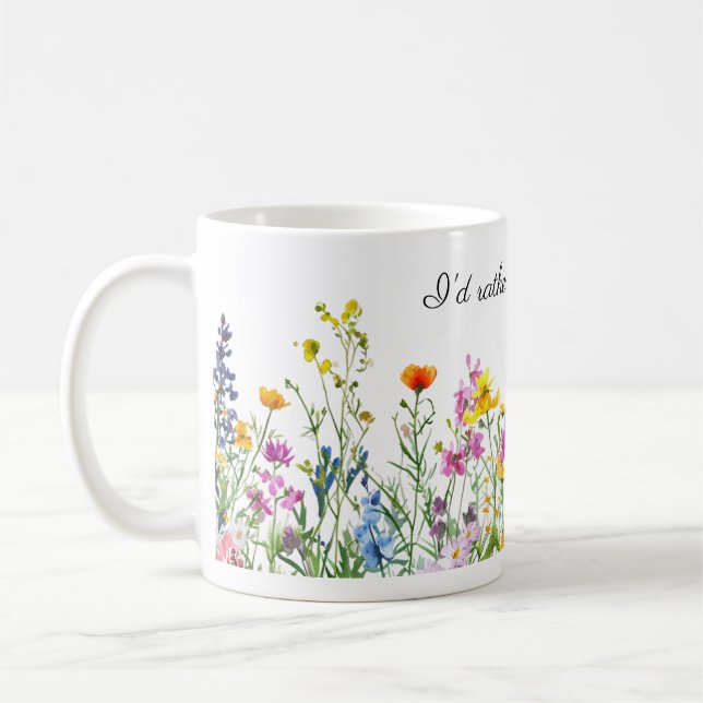 Taza De Café Borde de flores acuáticas Prefiero Estar Jardinand (Izquierda)