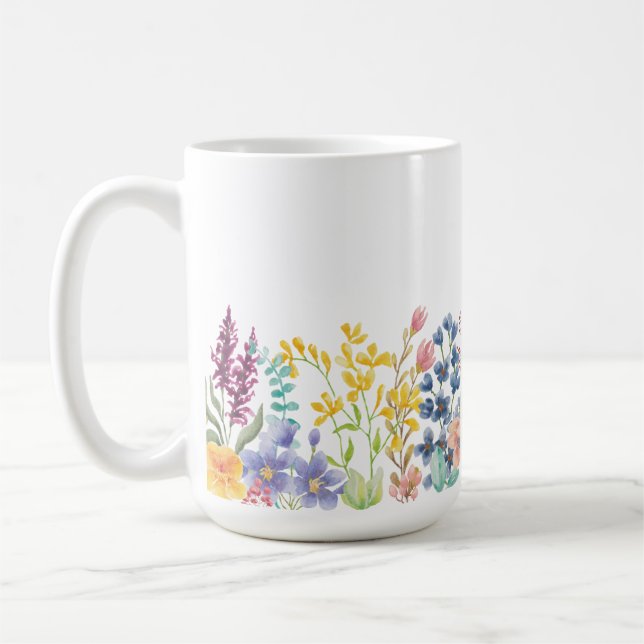 Taza De Café Borde de flores silvestres (Izquierda)